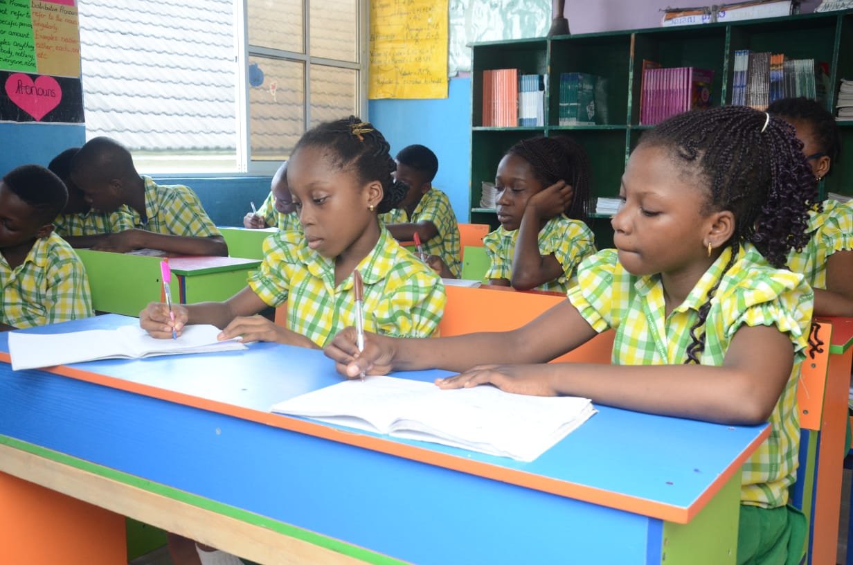 Primary students writing